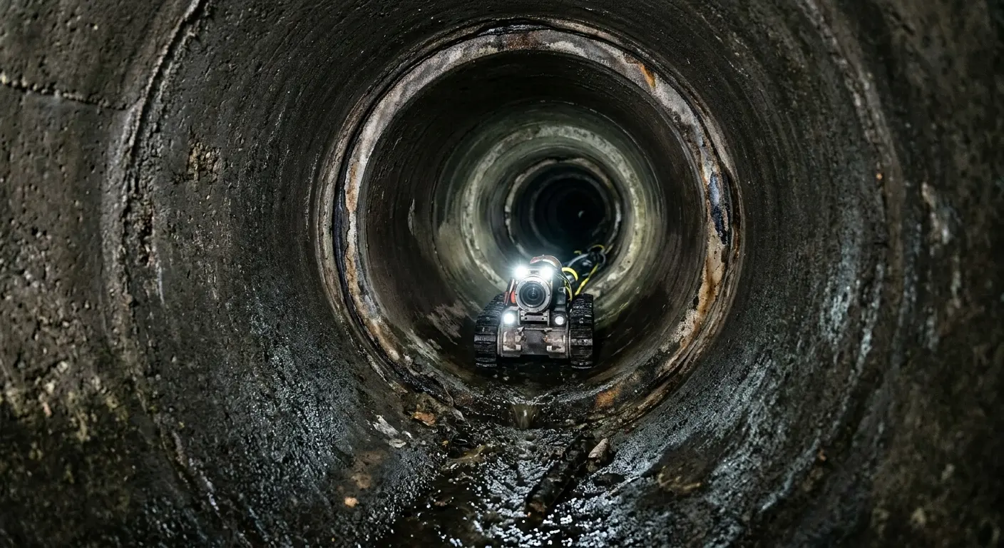 Robotic sewer camera inspecting pipe interior for Sewer Line Cleaning in Fairview Heights